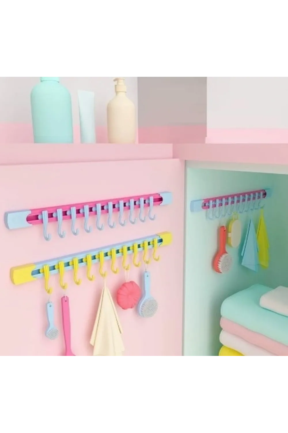 10 Kancalı Raylı Mutfak Ve Banyo Düzenleyici Askı 30 Cm
