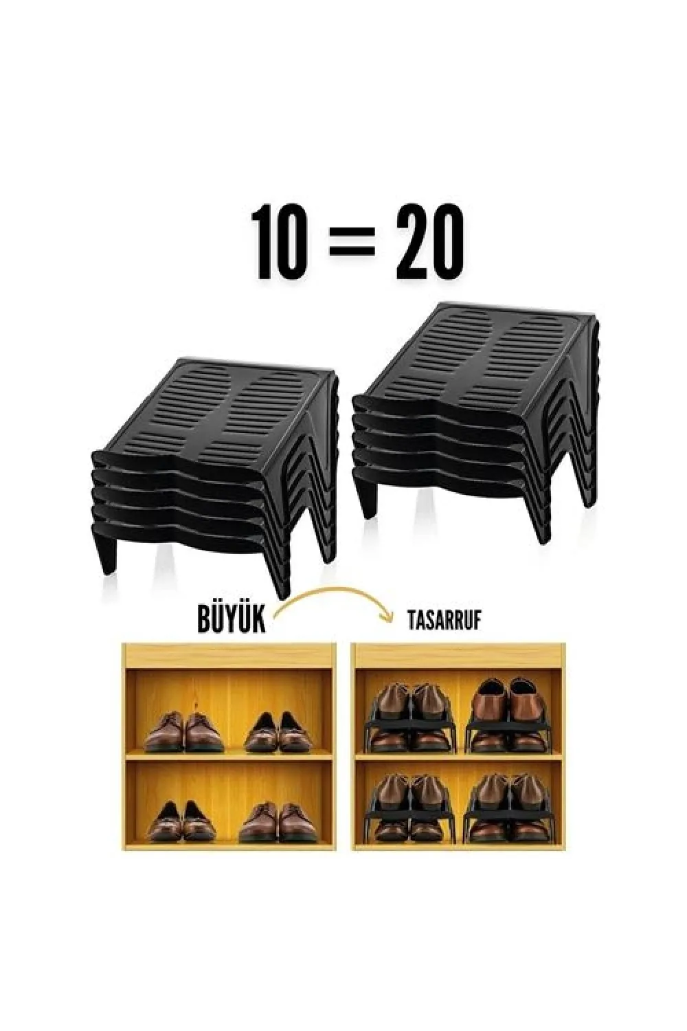 10 LU Ayakkabı Rampası Yer Tasarruf Organizeri Mehle-Twin