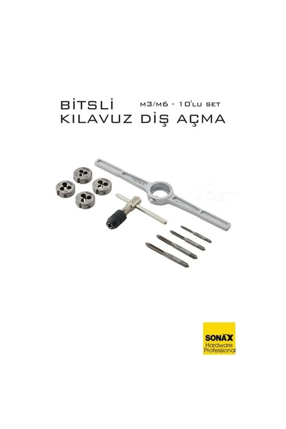10lu Bitsli Diş Açma Kılavuz Seti –Endüstriyel Çelik,  Dişli Matkap Ucu 722465