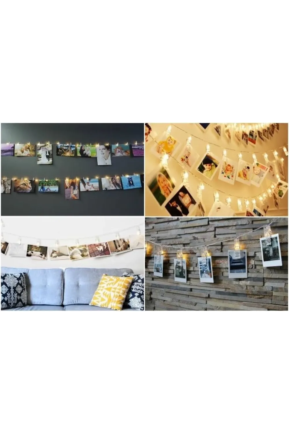 10lu Led Işıklı Fotoğraf Mandalları