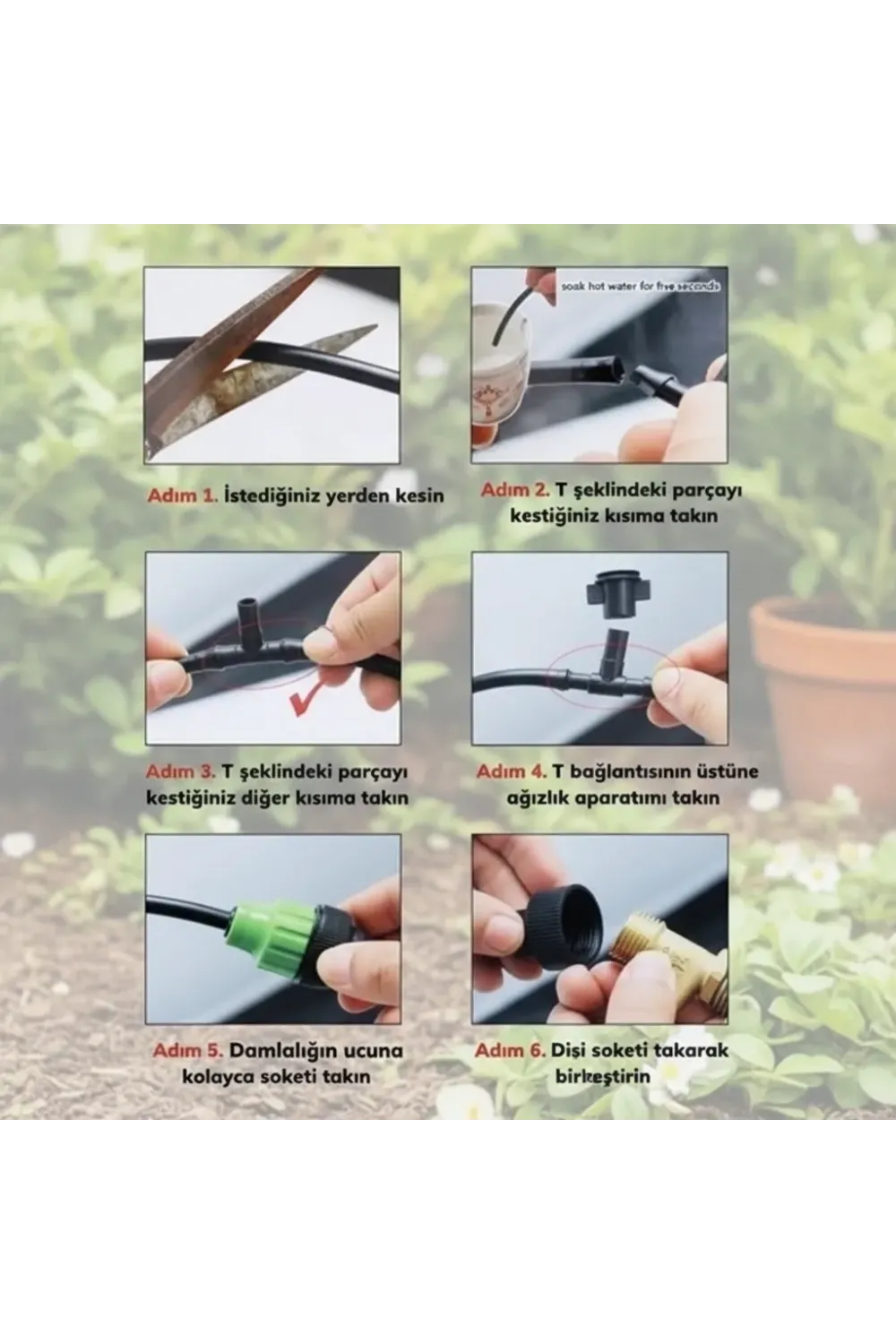 10 Metre Kendin Yap Açık Alan Serinletme Sistemi  Nozzle Başlıklı Bahçe ve Teras Nemlendirme Seti
