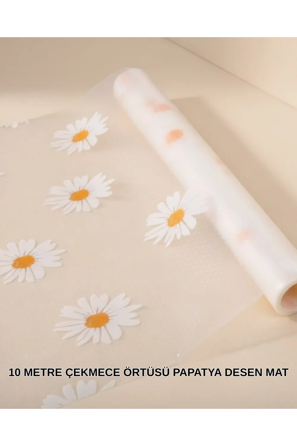 10 Metre Papatya Desenli Kolay Temizlenebilir Çekmece Matı