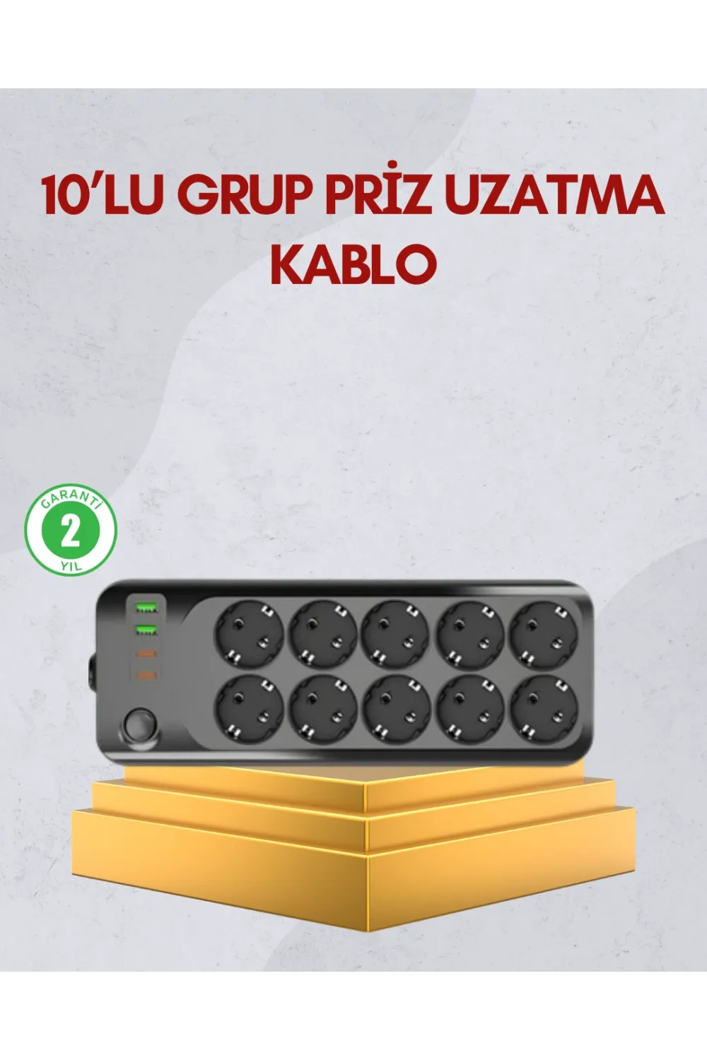 10 Prizli Uzatma Kablosu Termal Koruma Usb Type-c Hızlı Şarj 2500w