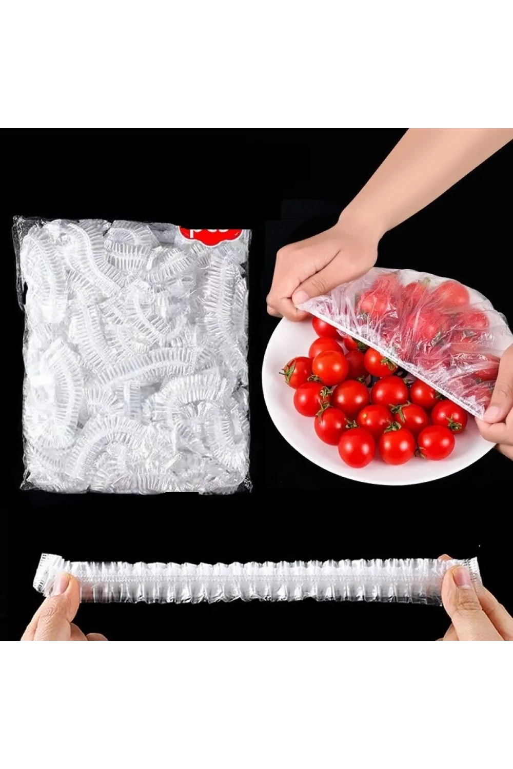 100 Adet Lastikli Tazeliği Koruyan Tencere Ve Tabak Bonesi  Esnek Strech Kapak