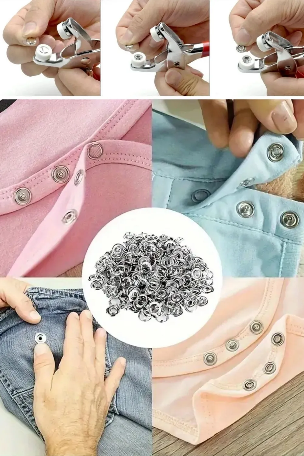 100 adet Paslanmaz Çelik Çıtçıt ve Pense Seti Metal Çıt Çıt Makinesi
