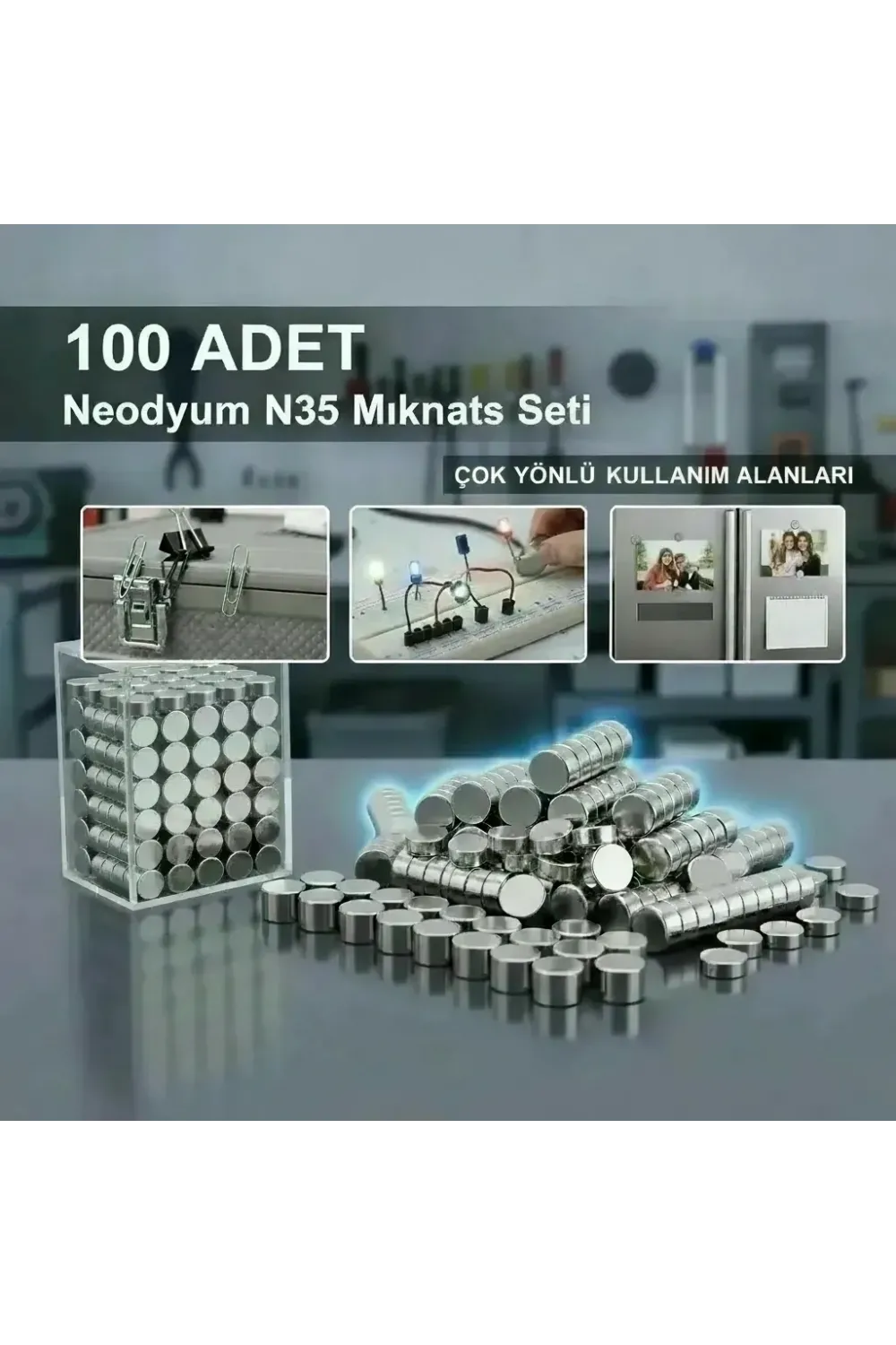 100 lü 8x3mm Yuvarlak Neodyum Mıknatıs