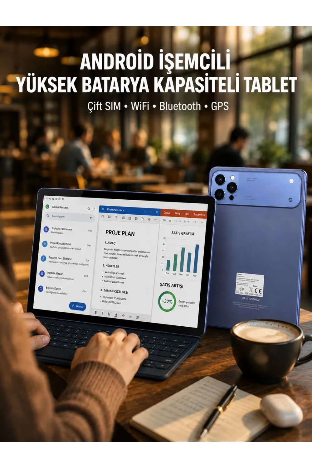 10.1 İnç Geniş Ekran Android Tablet 4g Lte Çift Sım Yeni Nesil