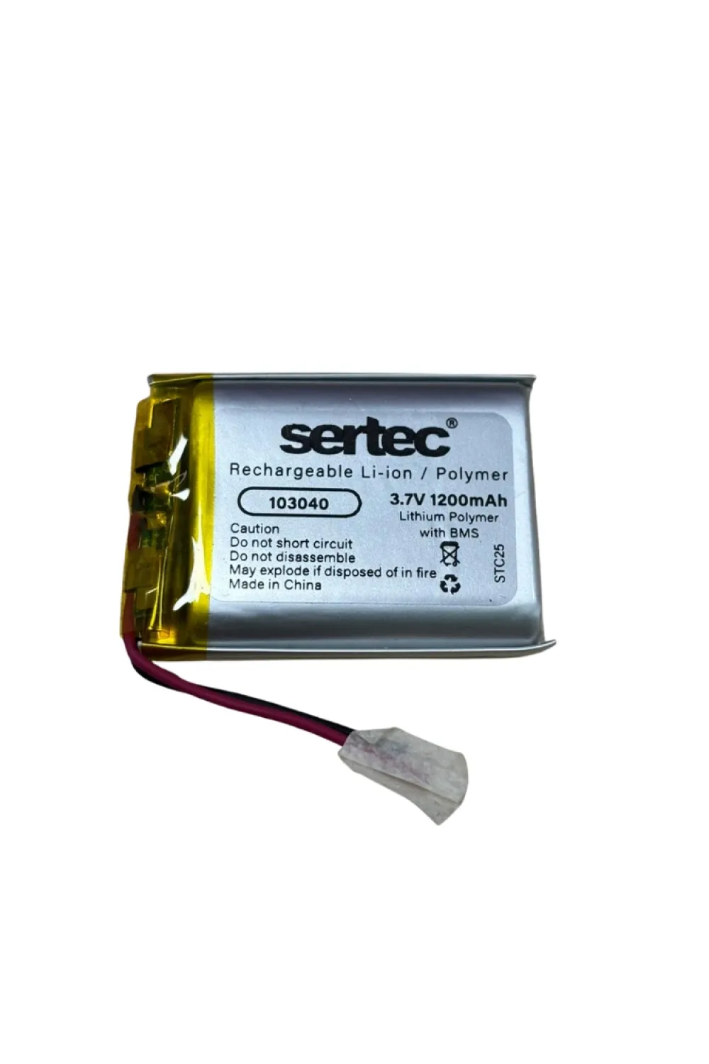 103040 3.7V 1200mAh Li-Polymer Pil (Devreli/1.5A)
