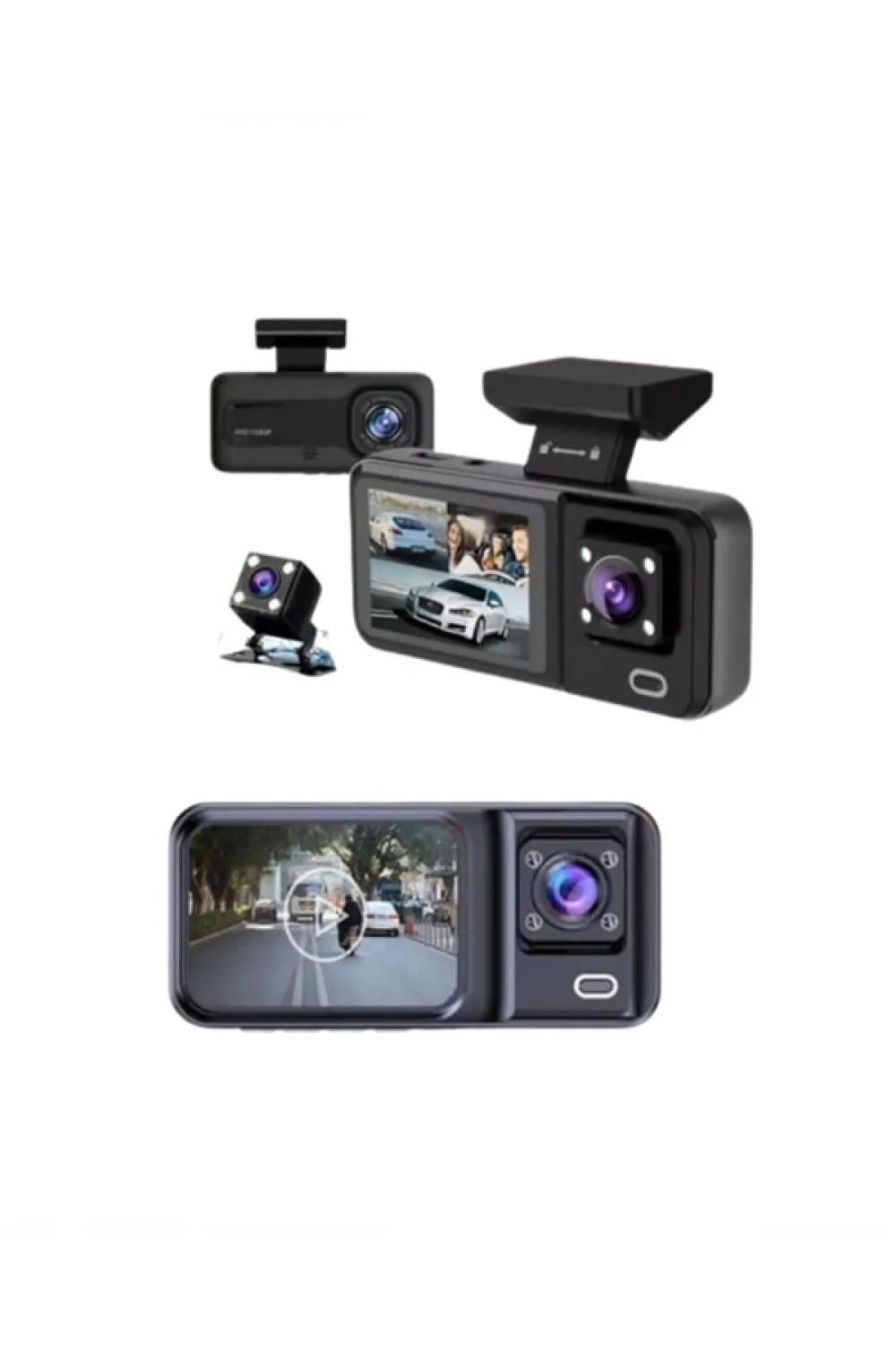1080p Ön, 720p Arka Ve İç Kamera İle %100 Kapsama – Gece Görüşlü Araç Kamerası