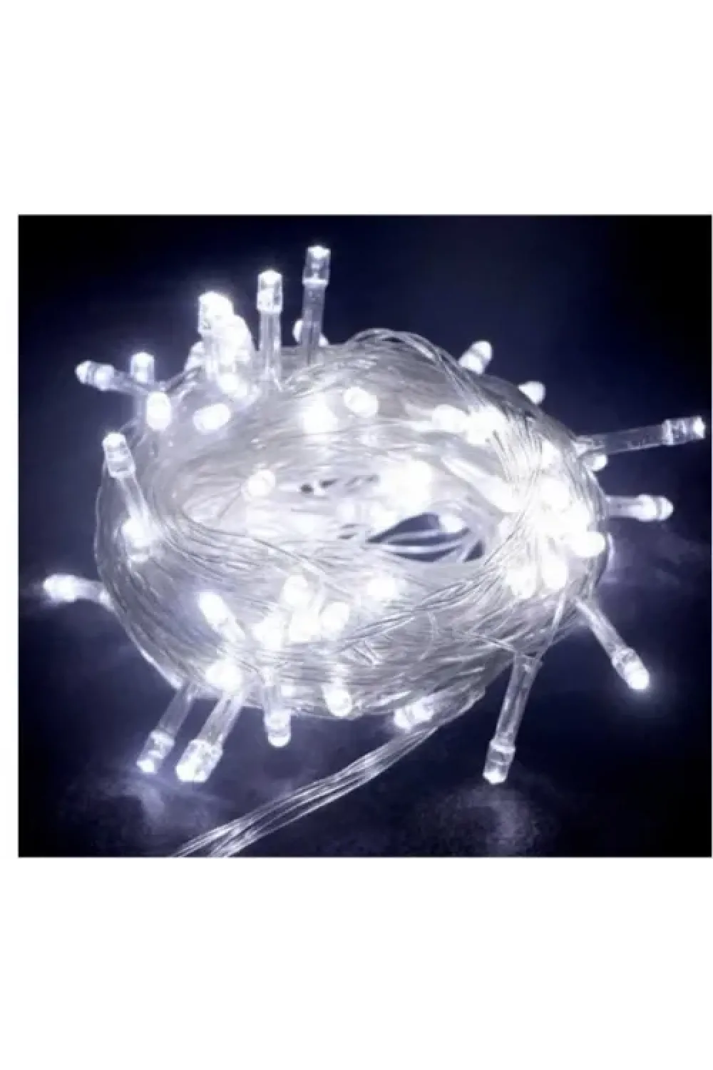 10m 100 Led Boncuk Lamba Beyaz Işık Şeffaf Kablo
