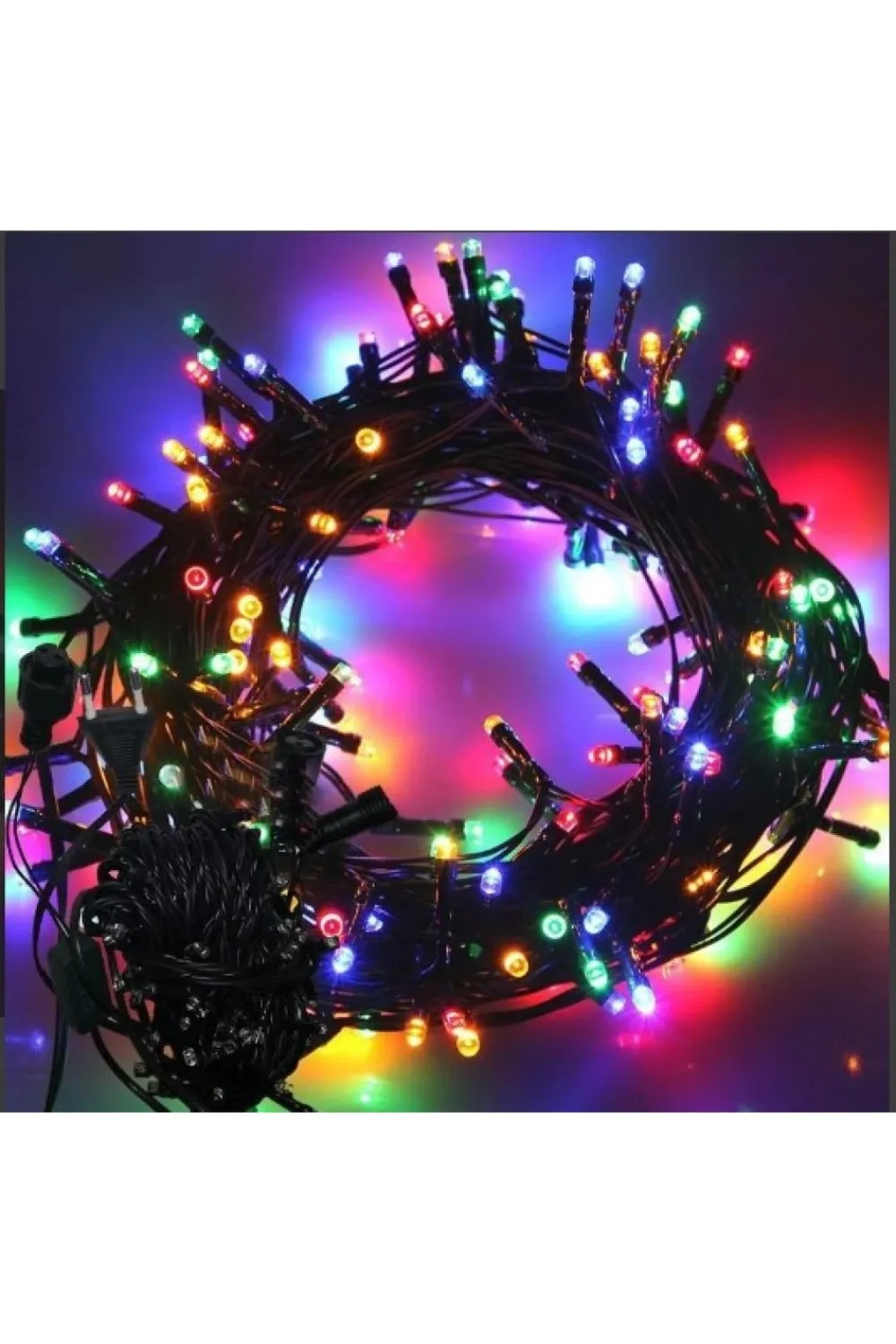 10m 100 Led Boncuk Lamba RGB Işık Siyah Kablo