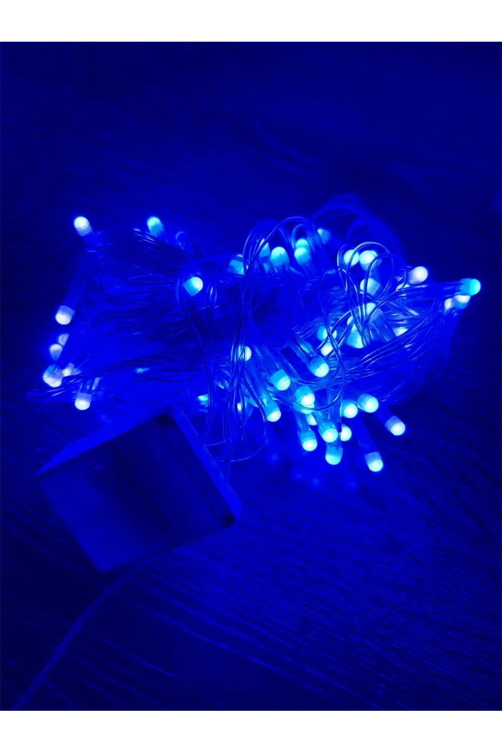 10m 100 Led Damla Uçlu Mavi Işık Şeffaf Kablo Mz-17-6