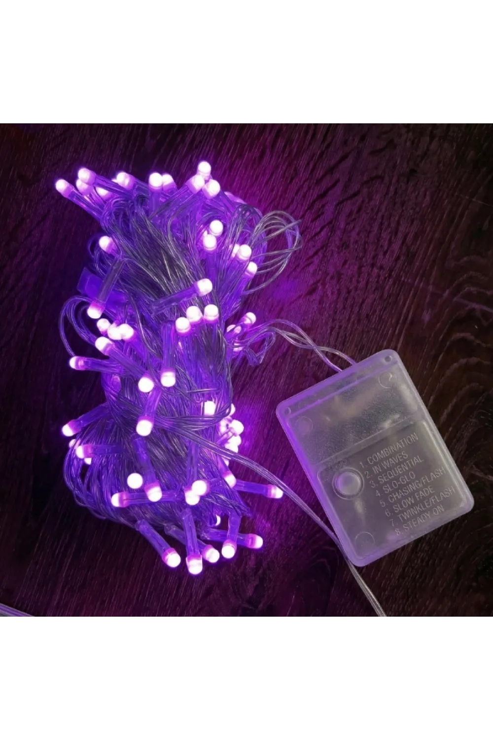 10m 100 Led Damla Uçlu Pembe Işık Şeffaf Kablo