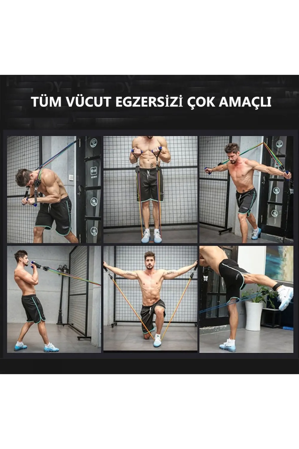 11 Parça Lateks Egzersiz Bandı Çekme Halatı Egzersiz Seti