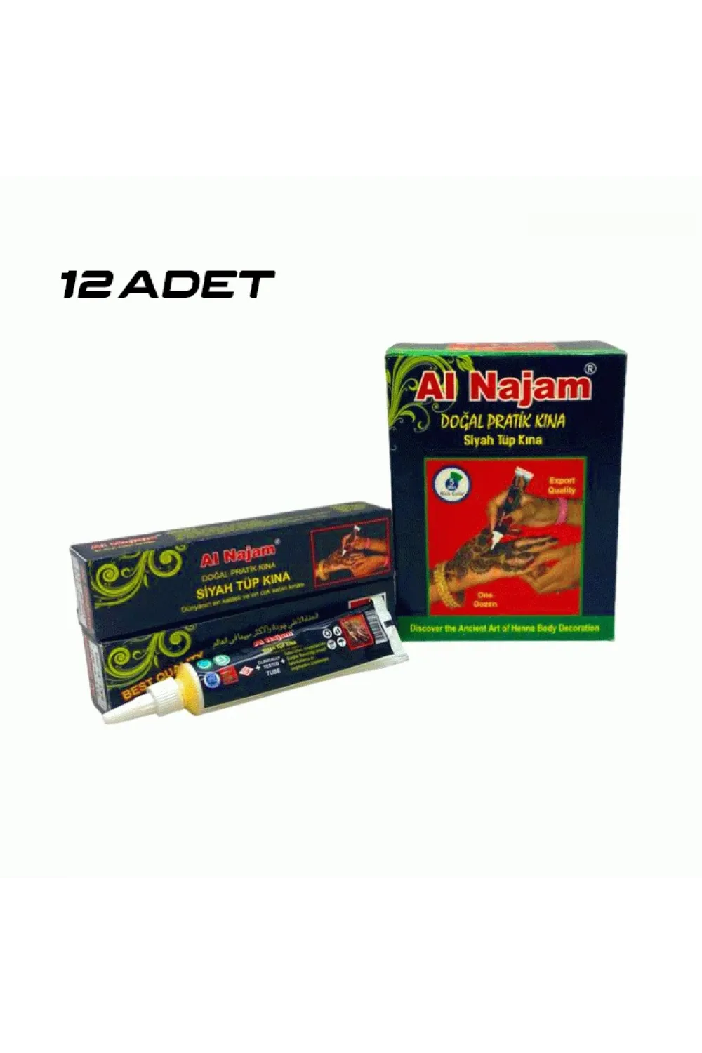 12 Adet Al Najam Siyah Tüp Kına 30gr