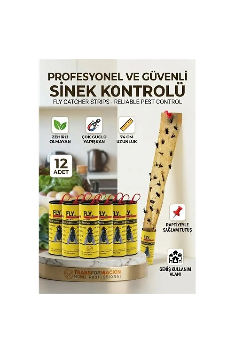 12 Adet Yapışkanlı Sinek Kapanı 74 cm 716516