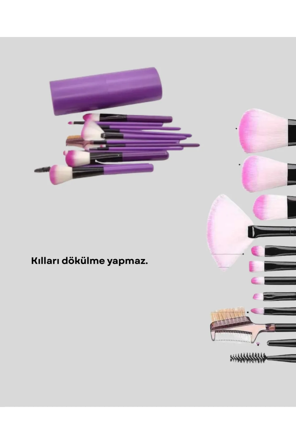 12li Makyaj Fırça Seti Yumuşak Kıllı Profesyonel Kullanıma Uygun