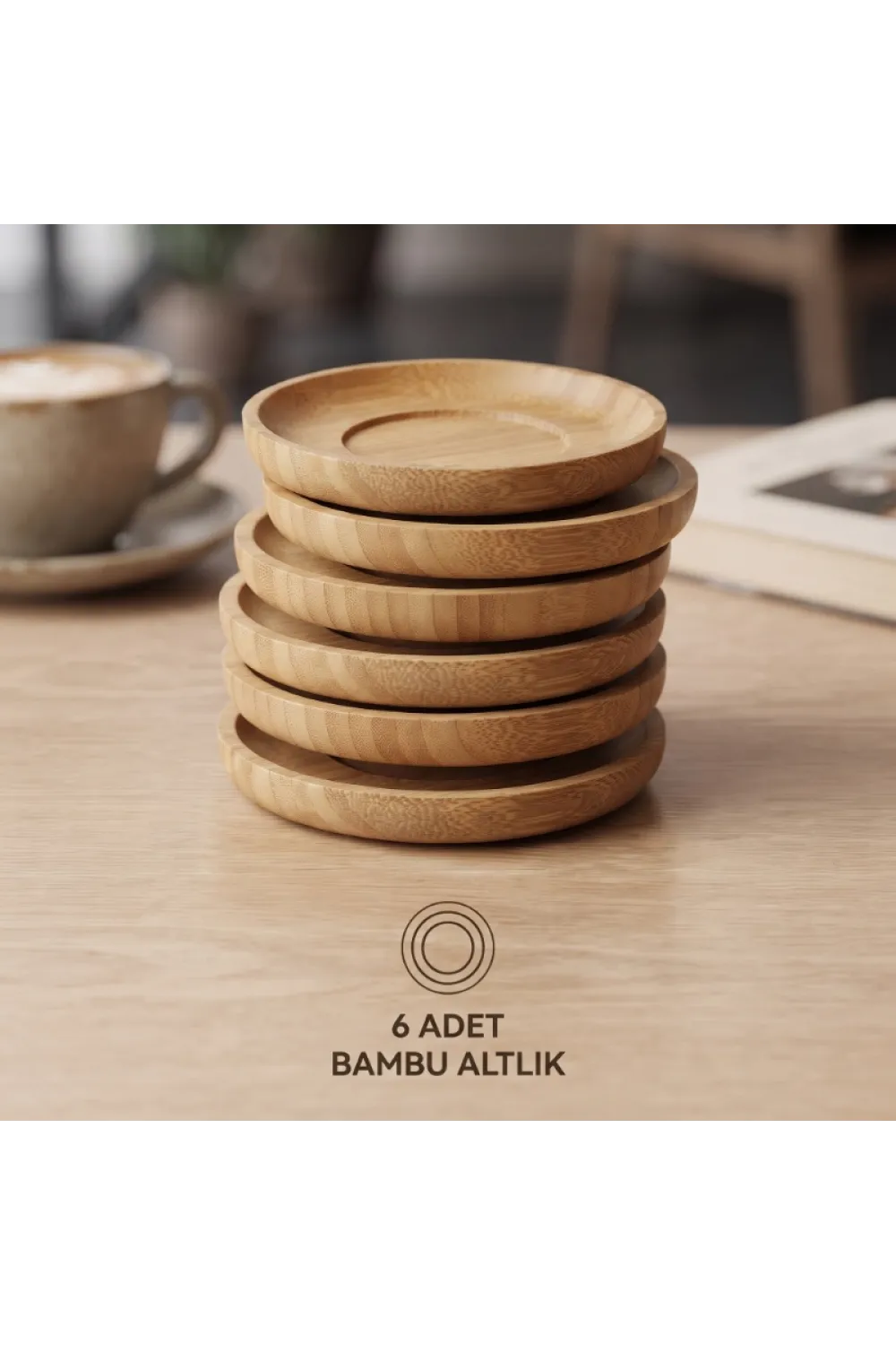 12 Parça Çay Seti - Bambu Bardak Altığı - Çift Cidarlı Cam - 150 ml