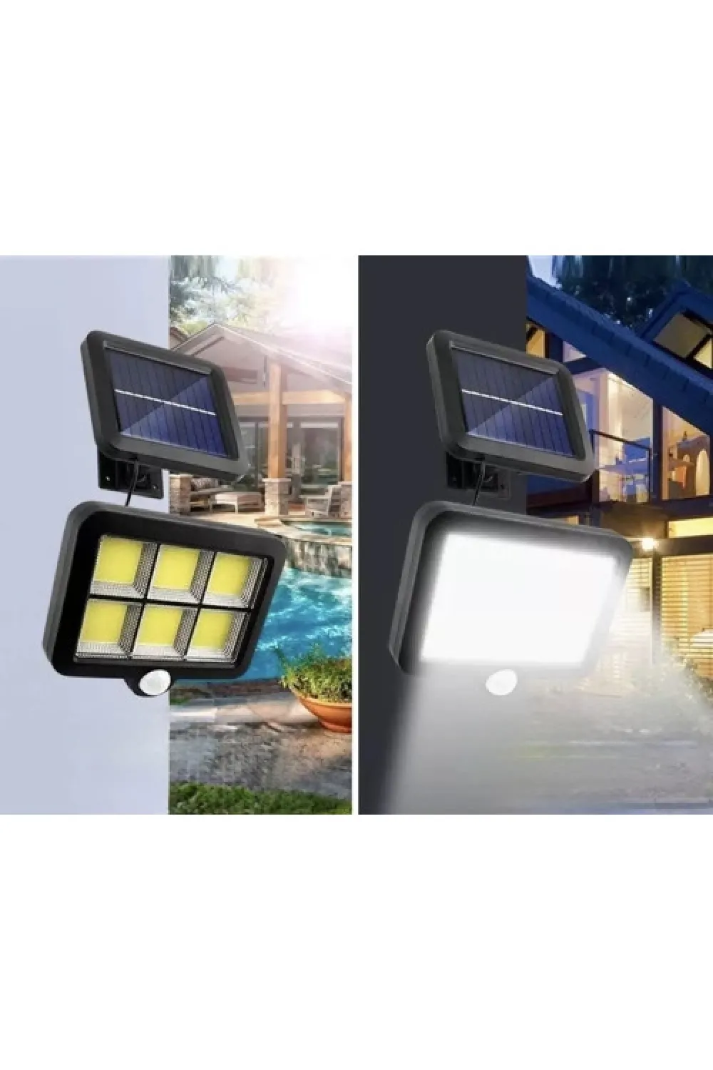 120 Cob Led Solar Panelli 3 Modlu Duvar Lambası Uzaktan Kumandalı