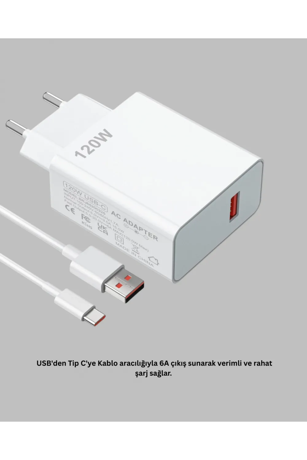 120 Watt Güçlü Hızlı Şarj Adaptörü Huawei P30 P40 Mate 20 Pro Uyumlu