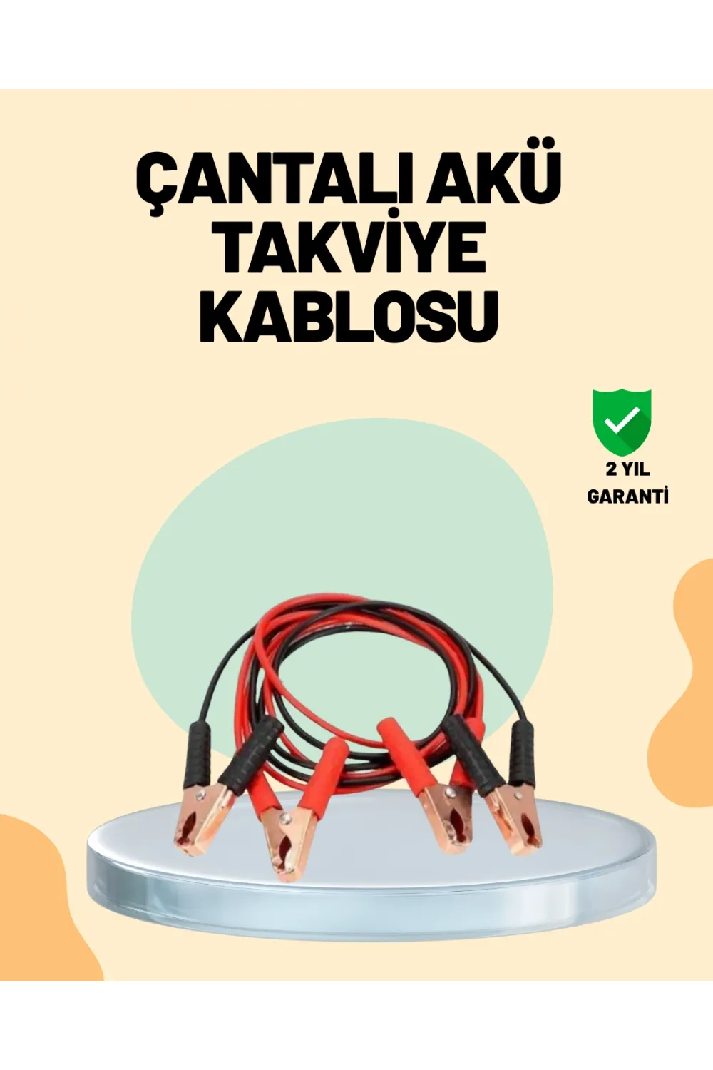 1200 Amper Jumper Kablo 2 Metre Bakır Uçlu Araç Takviye Seti
