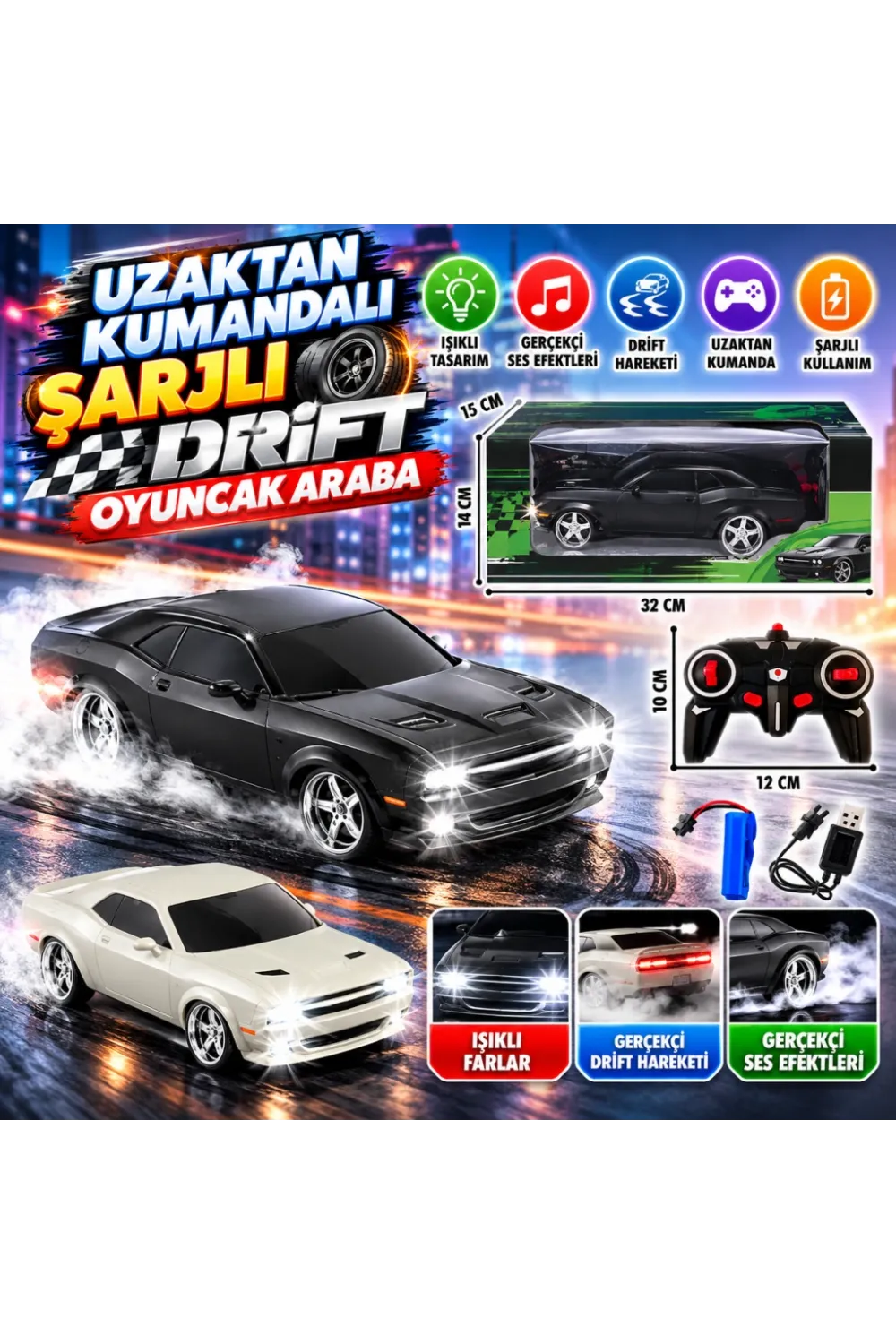 12063-3 Uzak.kum.şarjlı Drift Oyuncak Araba