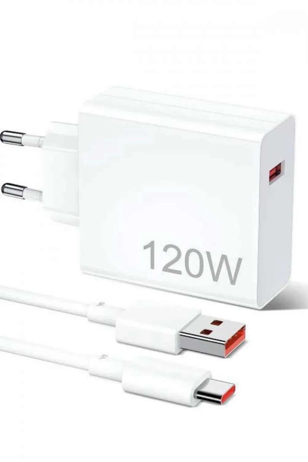 120w Şarj Aleti Hızlı Çift Turbo Şarj Aleti Seti Beyaz