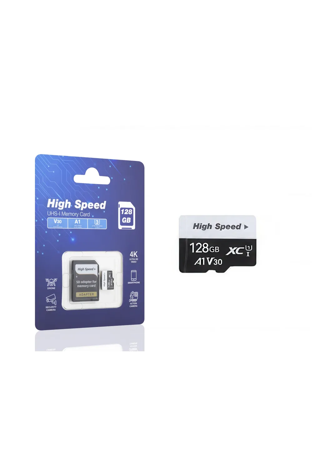 128 Gb Microsdxc Hafıza Kartı U3 V30 A1 Class 10 Adaptörlü HS128GB