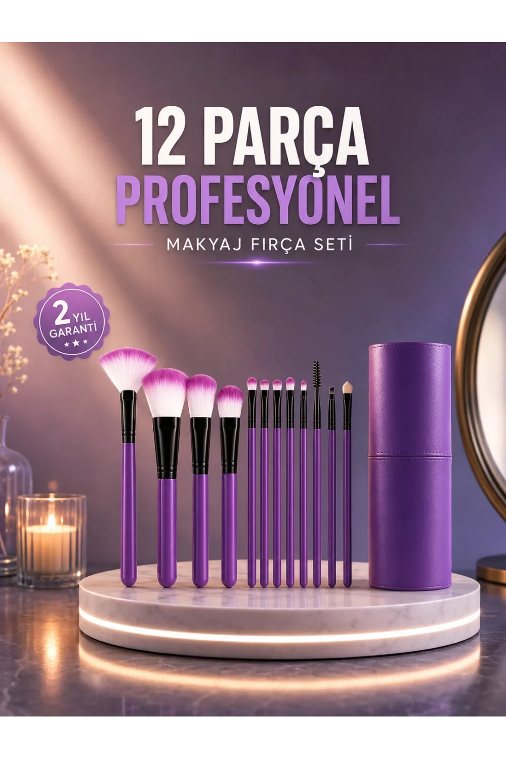 12’li Profesyonel Makyaj Fırça Seti Ultra Yumuşak Sentetik Kıllı