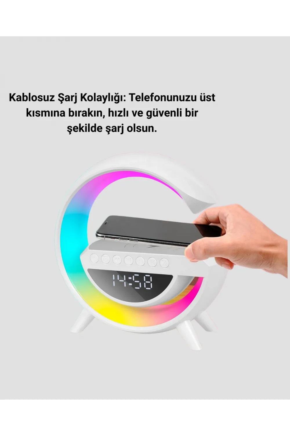 13 Renk Seçenekli Kablosuz Şarj Cihazlı Led Lamba