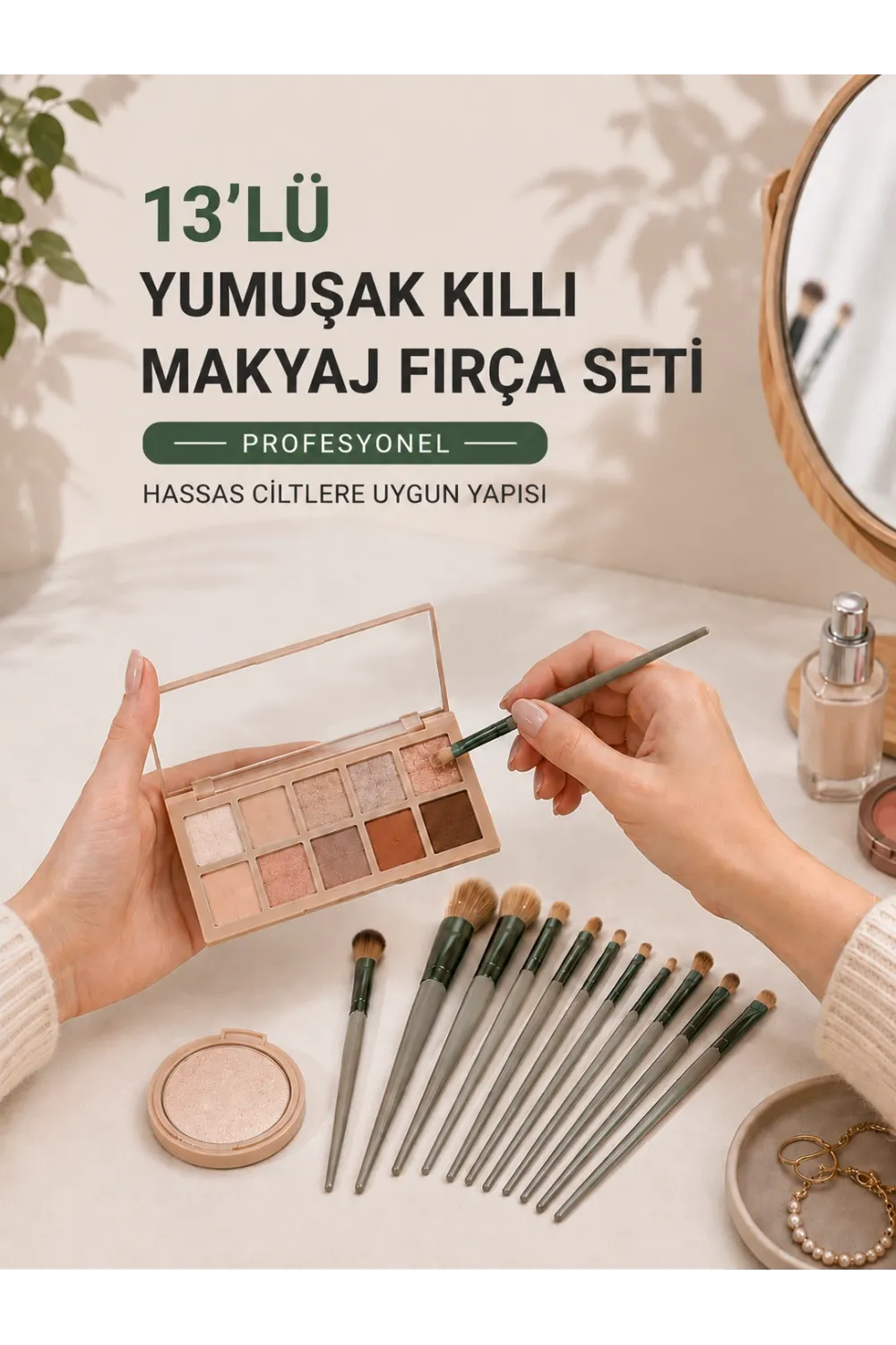 13’lü Yumuşak Kıllı Makyaj Fırça Seti Profesyonel  Hassas Ciltlere Uygun Yapısı