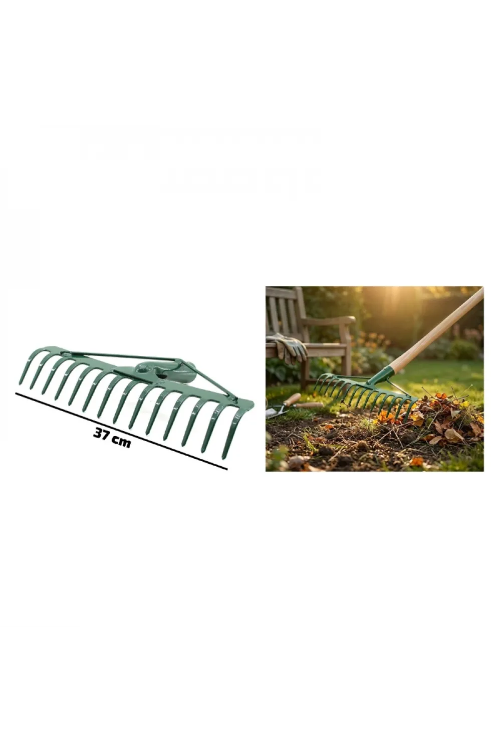 14 Dişli Metal Bahçe Tırmığı - 37 cm Genişlik - Dayanıklı Yapı