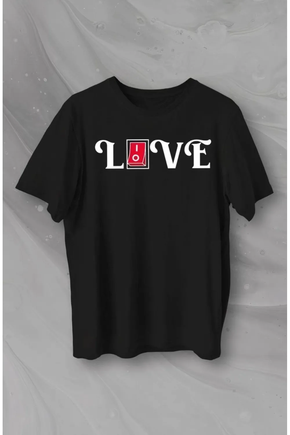 14 Şubat Sevgililer Günü Love Baskılı Oversize Bisiklet Yaka T-shirt - Siyah