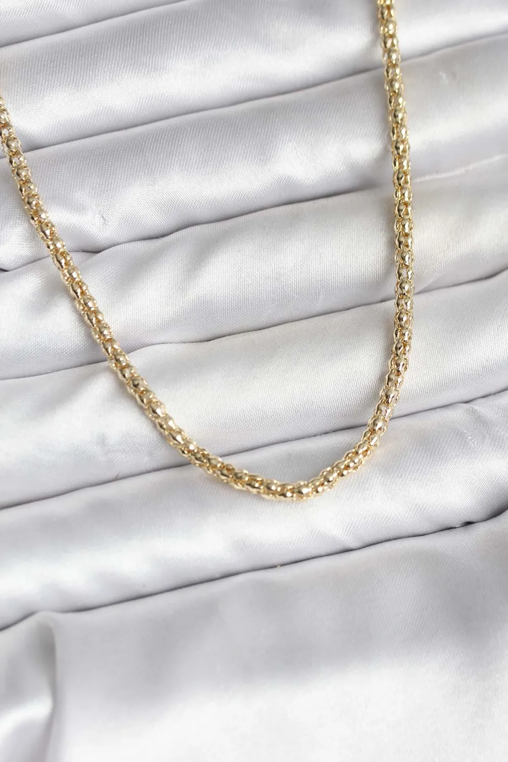 ietaks™ 14K Gold Renk Kaplama Boru Zincir Model CM Kadın Kolye