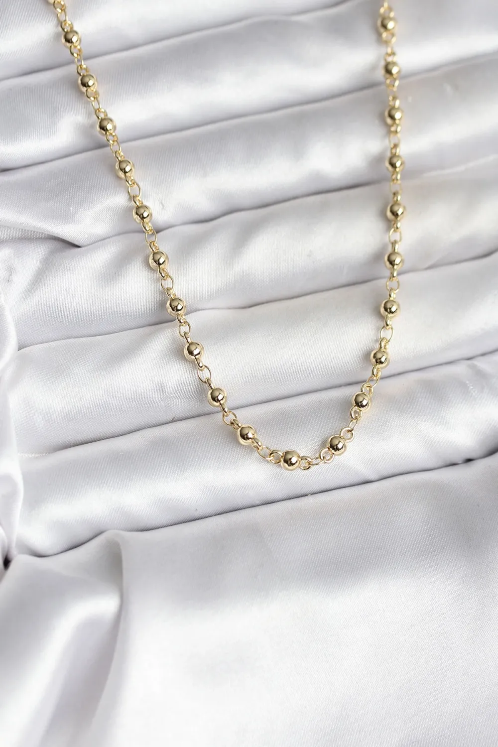 ietaks™ 14K Gold Renk Kaplama Topçuklu Zincir Model CM Kadın Kolye