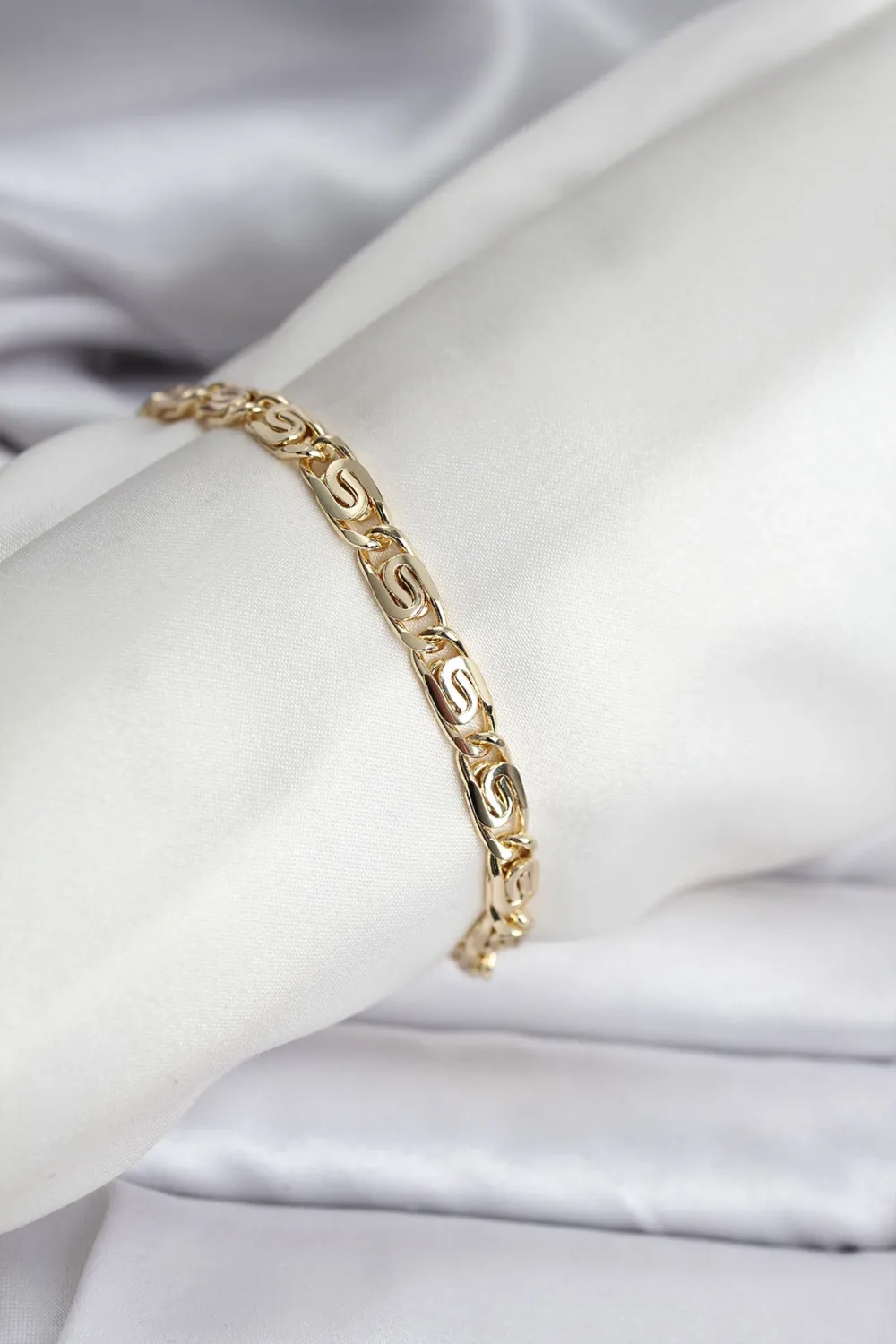 ietaks™ 14K Gold Renk Kaplama Zincir Model CM Kadın Bileklik