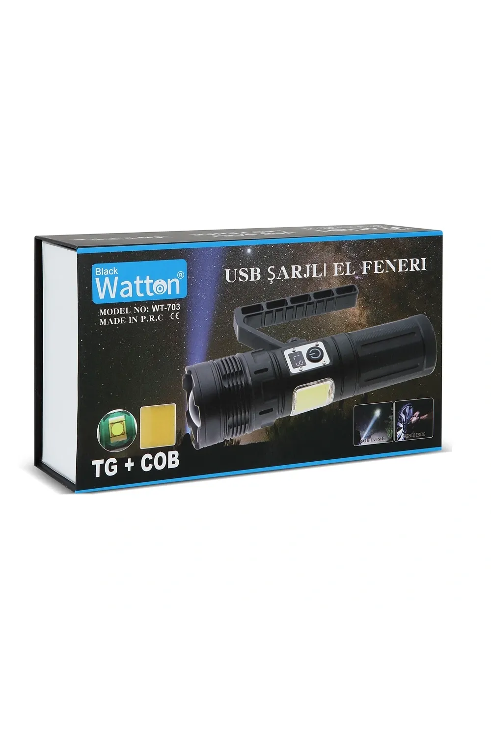 15.000 Lümen Tg+cob Led Şarjlı El Feneri Wt-703