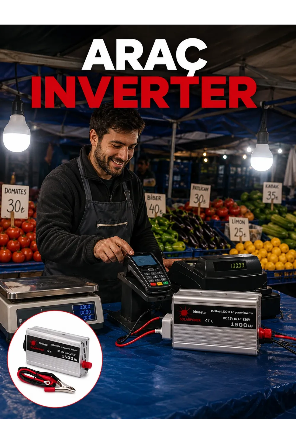 1500w Araç İnvertörü Güçlü Priz Çıkış