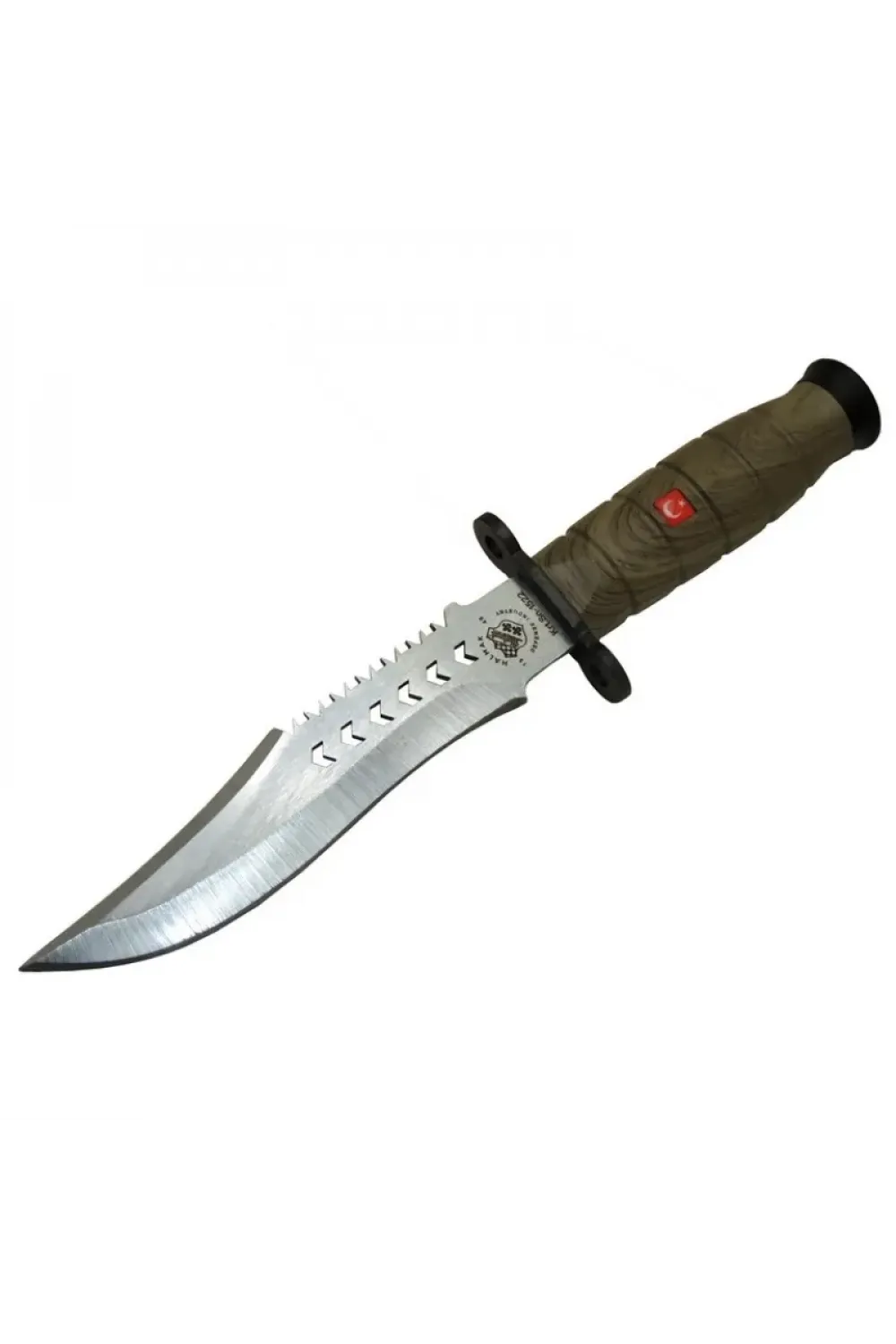 1522 Haki Komando Bıçağı 30cm - Tırtıklı Sırt, Kılıflı