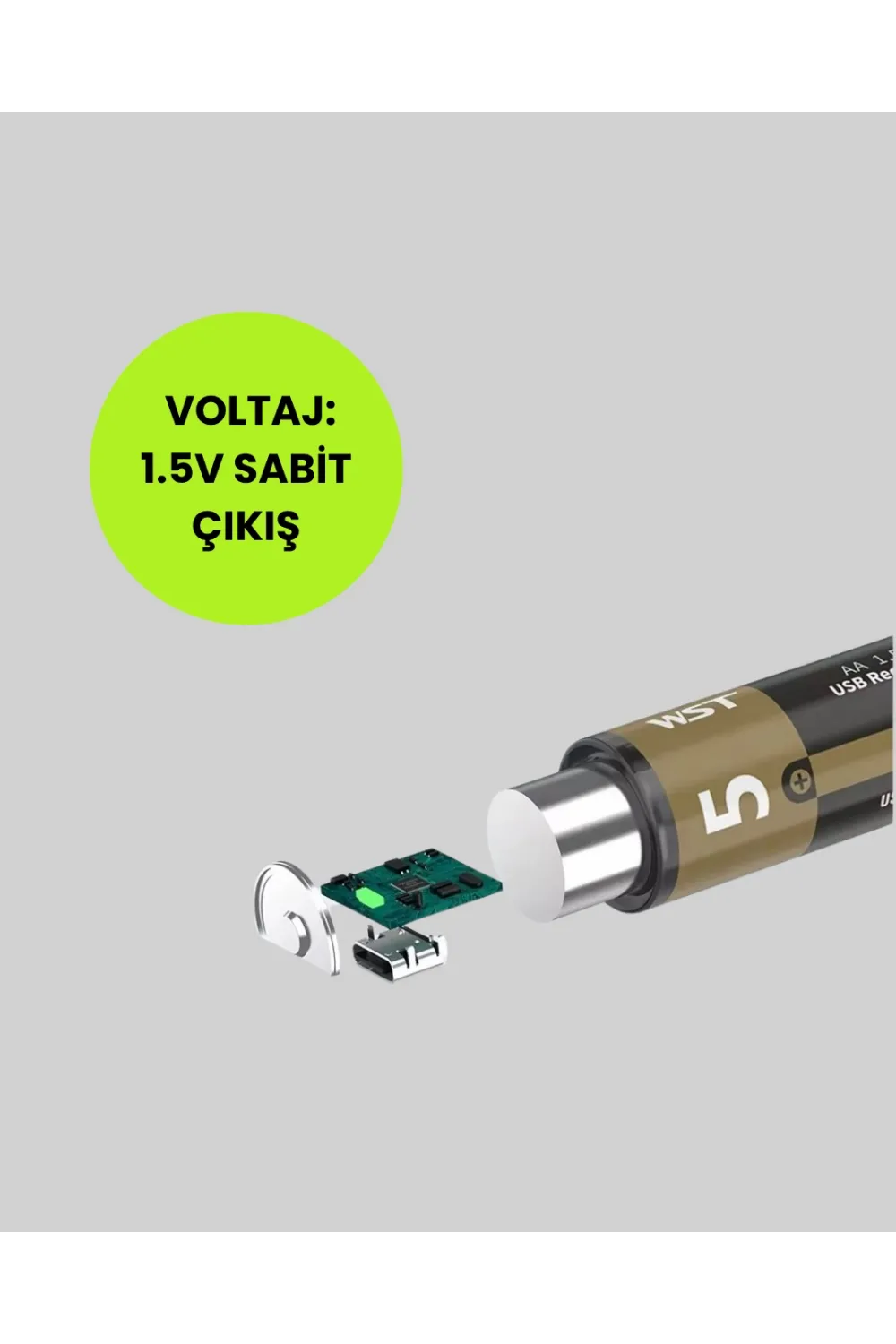 1.5v Aa Şarjlı Lityum Pil | 1000+ Kez Şarj Edilebilir | Hızlı Type-c Şarj (2 Adet)