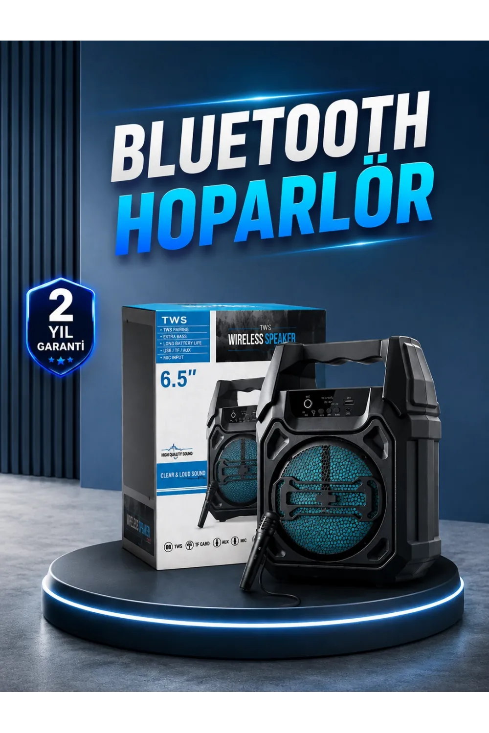 15w Güçlü Ses Çıkışlı Bluetooth Hoparlör Fm Radyo Ve Mikrofon Destekli