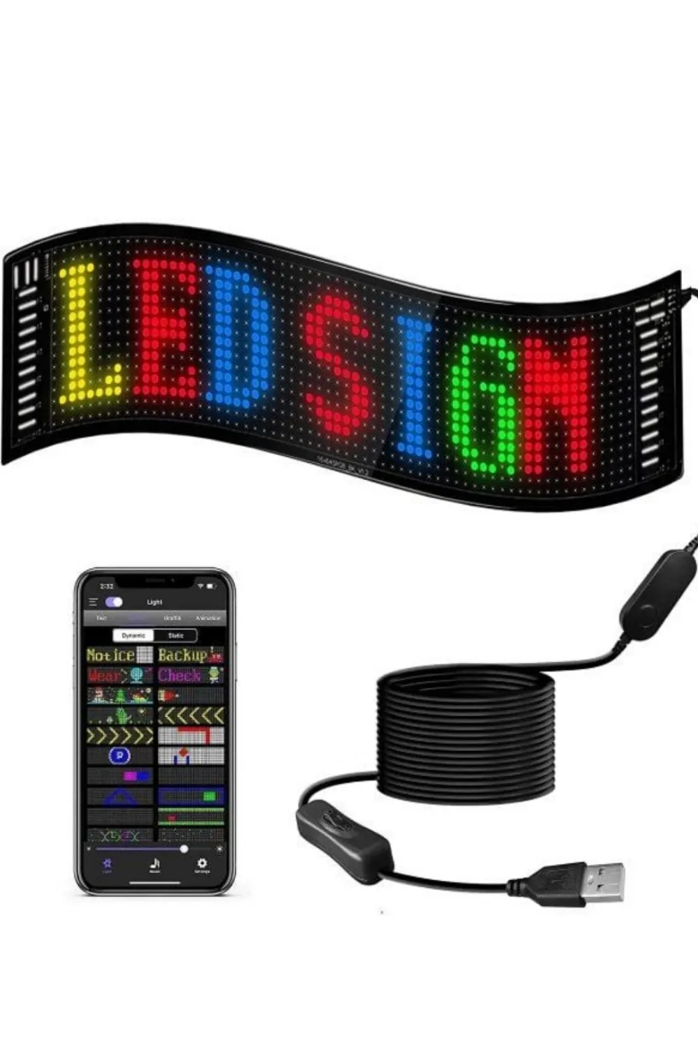 16x96 Led Yazı Paneli 60 Cm Esnek Rgb Işıklı Programlanabilir Ekran