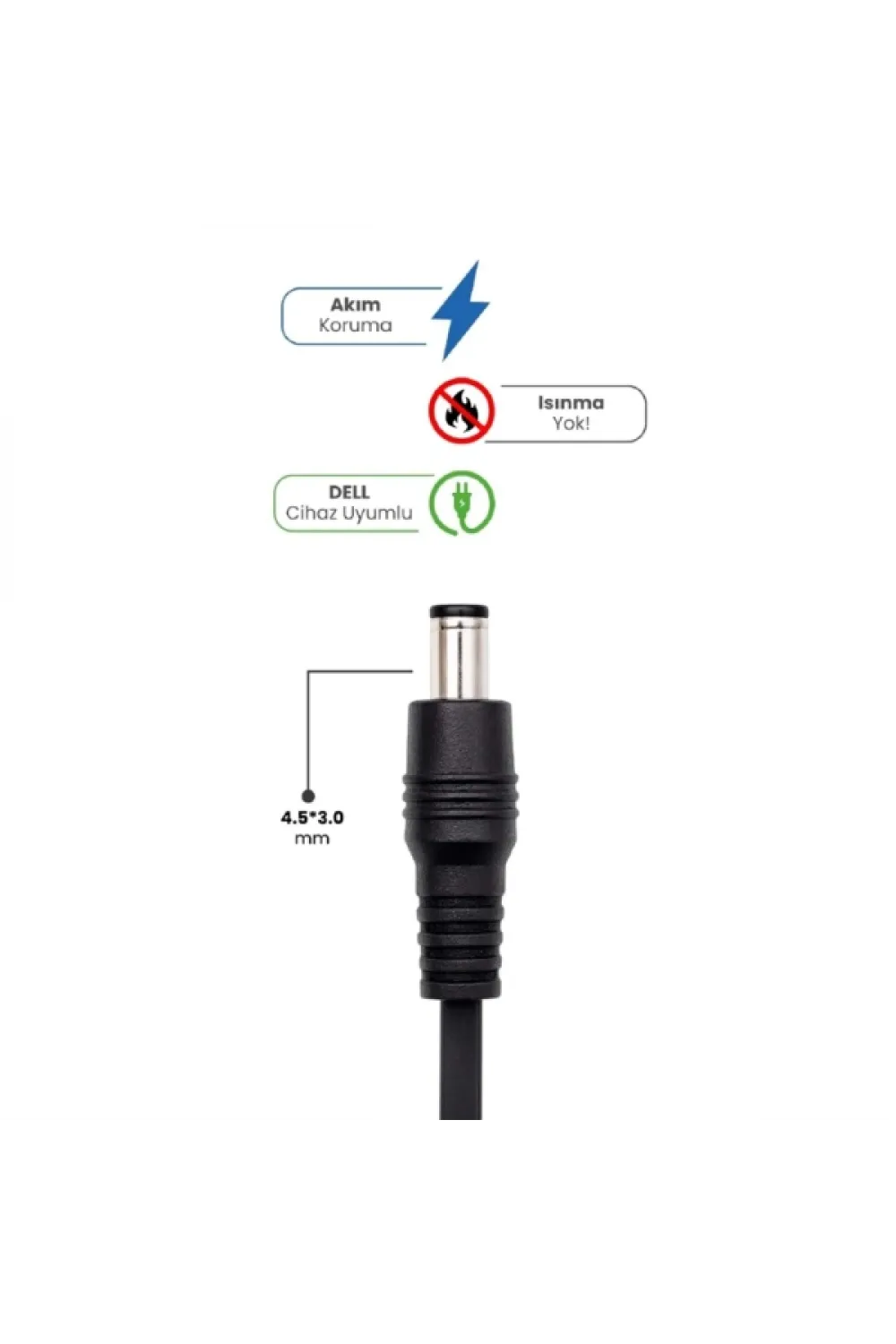 19.5V 4.62A 4.5 * 3.0mm 90W DELL İçin Laptop Adaptör