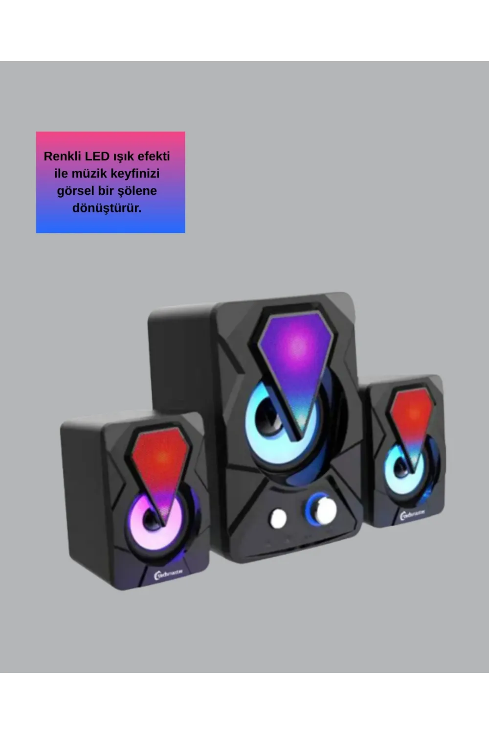 2+1 Rgb Led Işıklı Güçlü Bas Sistemli Bilgisayar Hoparlörü