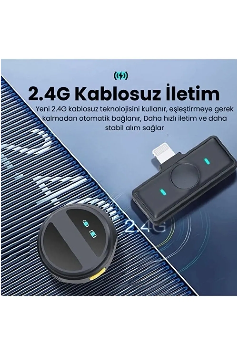 2 Adet Profesyonel Kablosuz Yaka Mikrofonu Lighting Uyumlu Manyetik Klipsli