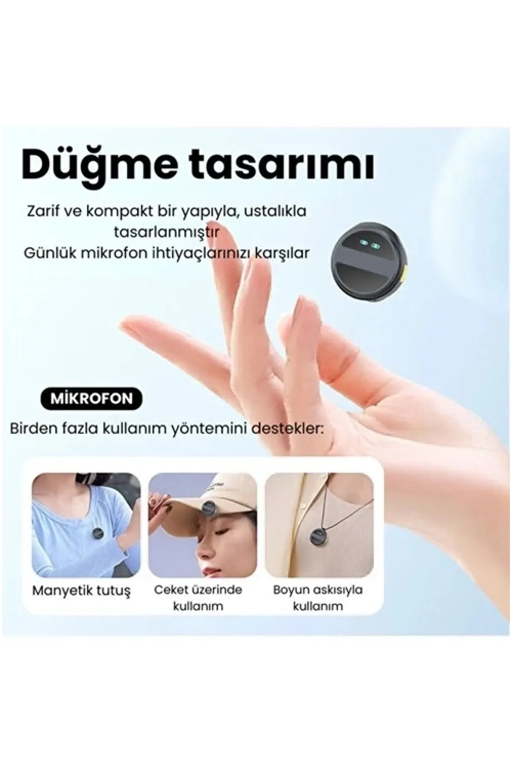 2 Adet Profesyonel Kablosuz Yaka Mikrofonu Typce Uyumlu Manyetik Klipsli