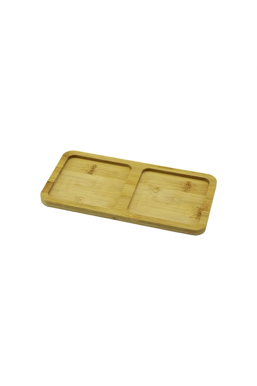 2 Bölmeli   Dikdörtgen  Ahşap Bambu Yağdanlık Altlık  Mini Tepsi   20x10x0.8cm