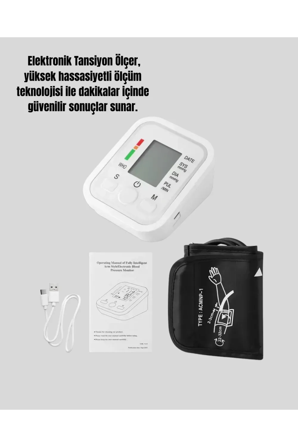 2 Kullanıcı Hafızalı Usb Uyumlu Tansiyon Ölçer