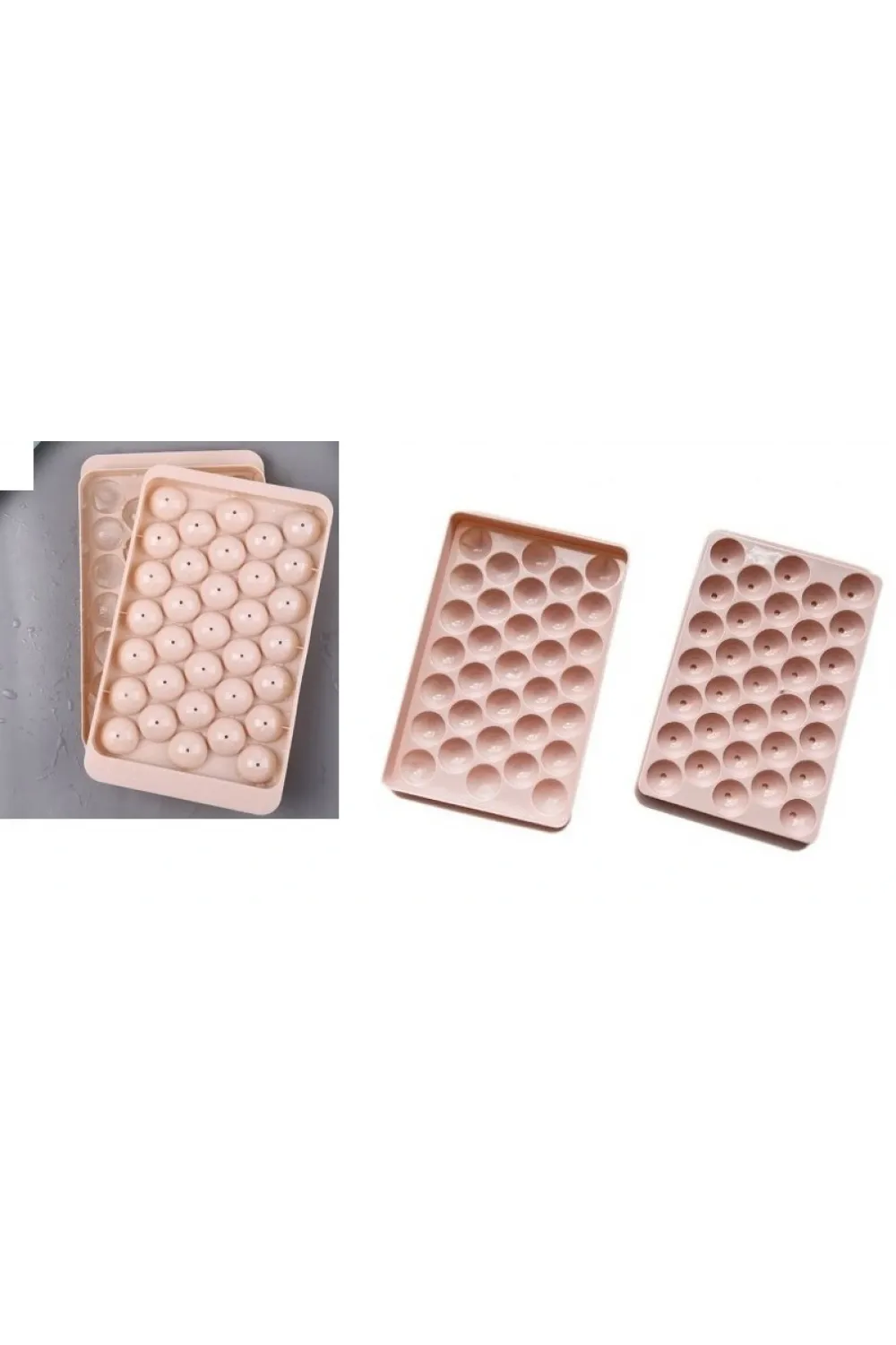 2 Li Buz Kalıbı 33 Bölmeli Kristal Küre Buzluk - Mini Yuvarlak Buz Kalıbı