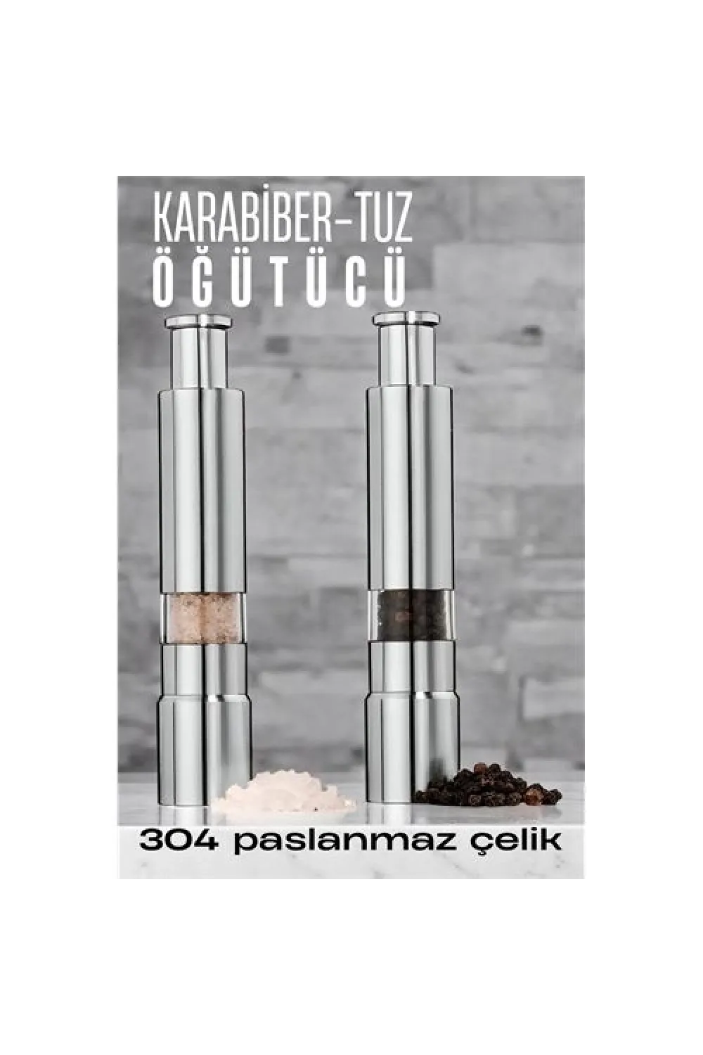 2li Karabiber Tuz Öğütücü Profesyonel 304 Paslanmaz Çelik Manuel Baharat Değirmeni 720252